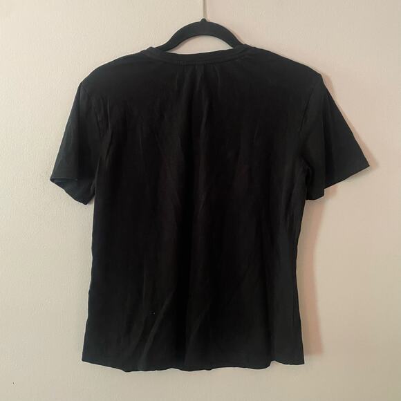 Anthropologie Black Floral Embroidered Tee - Picture 6 of 8